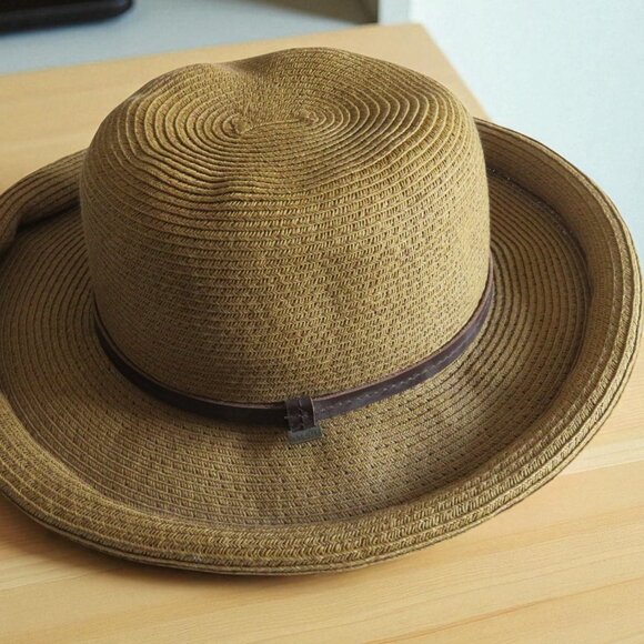 Nine West - Summer Hat with Brown Trim & Rolled Brim, EUC - Picture 10 of 13